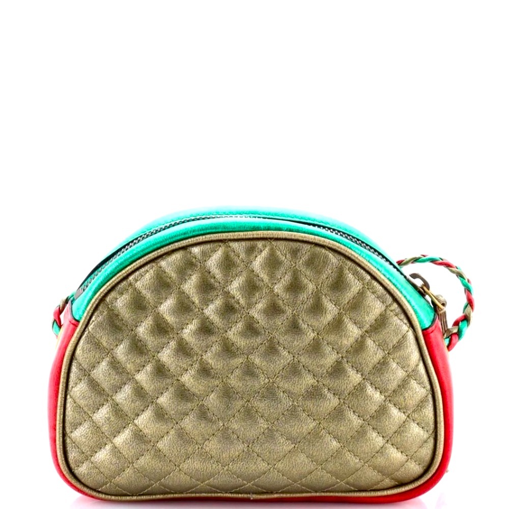 Authentic GUCCI GG Zumi Quilted Metallic Leather Trapuntata Crossbody Bag Purse - Picture 5 of 9
